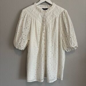NWT Cotton White Eyelet Blouse – Breezy & Bohemian Cottagecore Style Size XXL